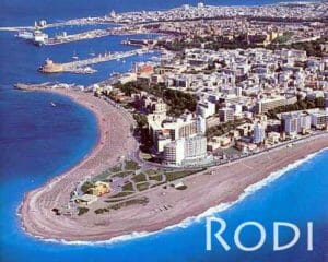 La città di Rodi con le spiagge